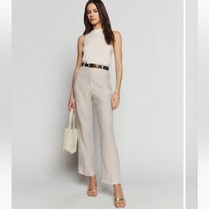 Reformation Petites Freddie Linen Pant Oatmeal - Size 8P NWT